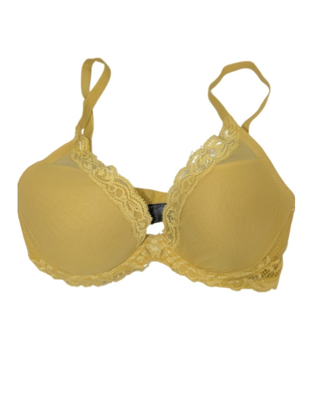 Natori 32D Yellow Lace Underwire Contour Bra Feminine Romantic Everyday
